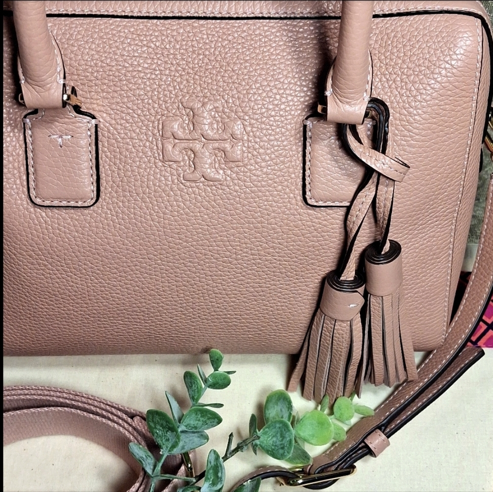 Tory Burch Dusty Rose Leather Satchel with Tassel - Picture 2 of 15